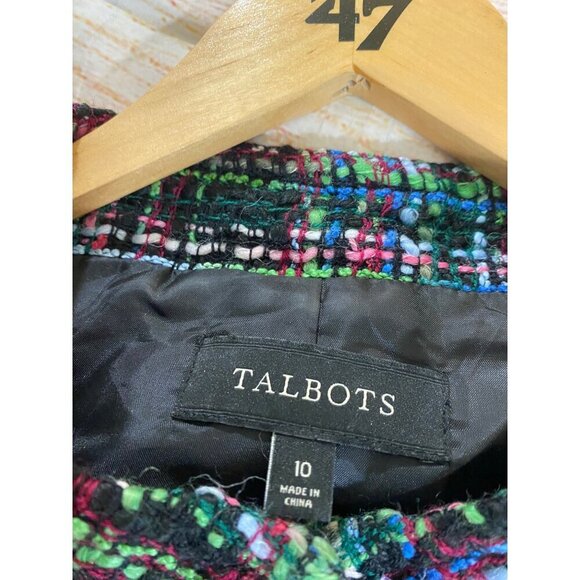 Talbots Women's Tweed Classic Wool Blend Button Front Crop Jacket - 10 - Picture 9 of 14
